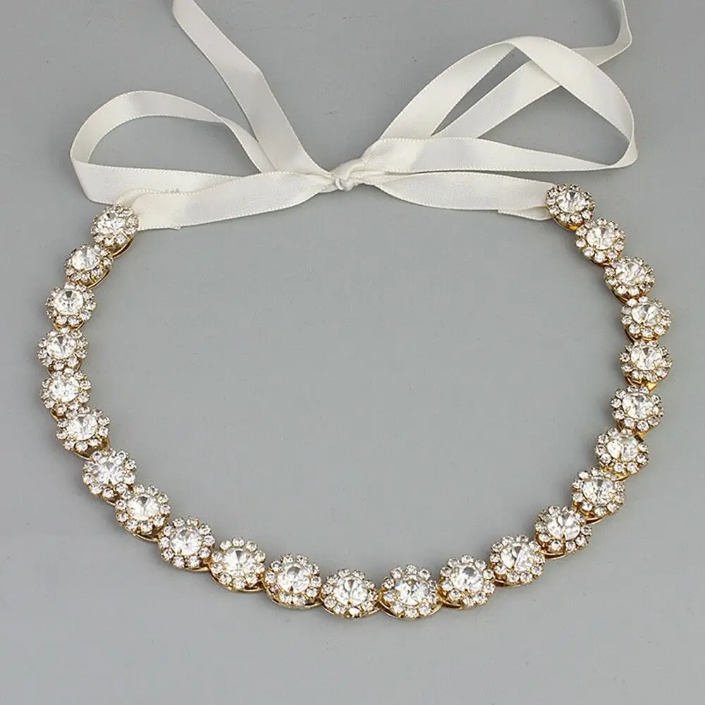 Headband-Gold JLZXSY кристалл свадебный пояс Стразы пояс с бисером для невесты волос оголовье головной убор Свадебные аксессуары ювелирный набор - Цвет: Headband-Gold