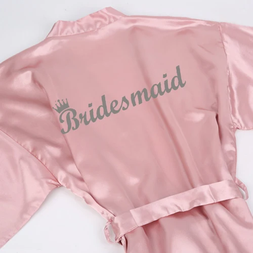 bridesmaid Sisbigdey пыльно-розовый халат невесты Серый письма с короной женщин красивое свадебное платье подружка невесты, сестра невесты халаты - Цвет: bridesmaid