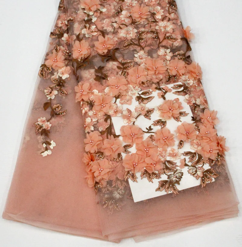 Африканский 3d кружевной тканевый с рисунком 2019 вышитые камни из бисера цветок