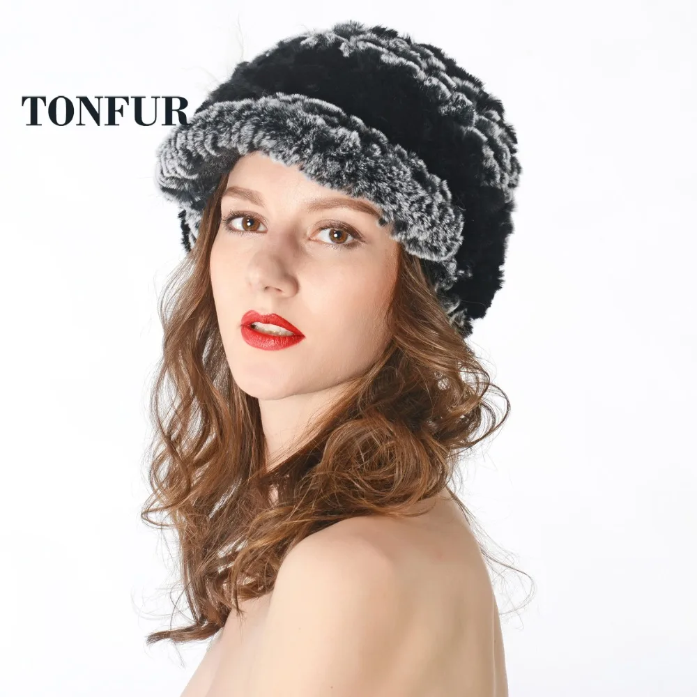 Женская вязаная шапка из меха кролика Рекс 100% натуральный мех бесплатная