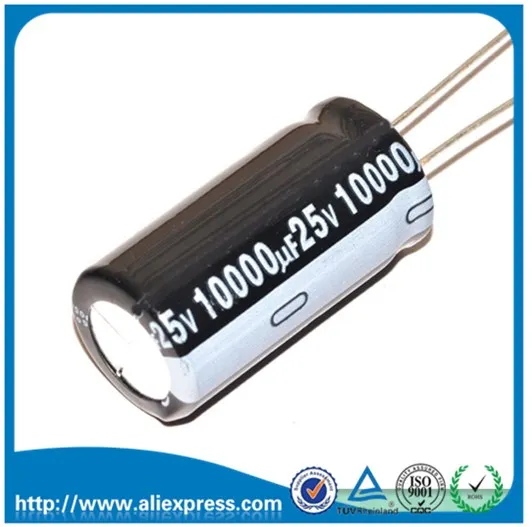 

10PCS 25V 10000UF Aluminum Electrolytic Capacitor 10000UF 25V Electrolytic Capacitor 25 V / 10000 UF Size 18*35MM 105C
