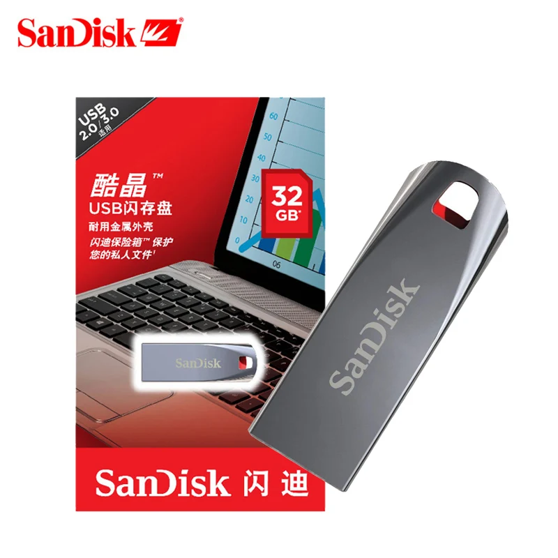 

SanDisk Pen drive USB 2.0 64GB 32GB USB Flash Drive 16GB 8GB Pen Drive pendrives USB Stick Metal Usb flash for Mobile Phone/PC