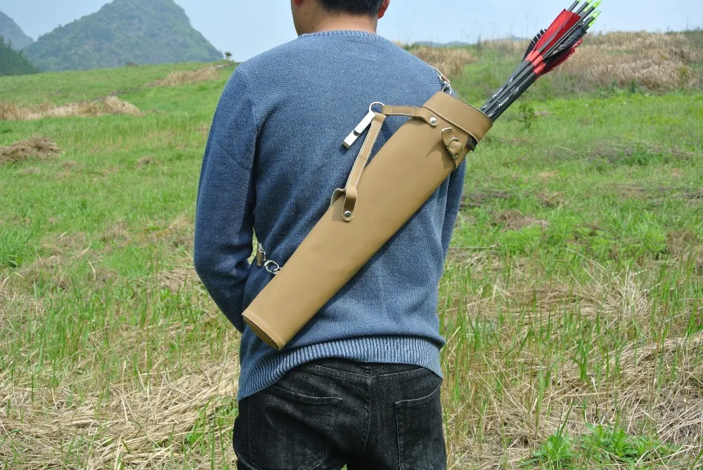 Два цвета Горячая продажа Стрела колчан плечо-назад дизайн из чистой кожи 52X13 см