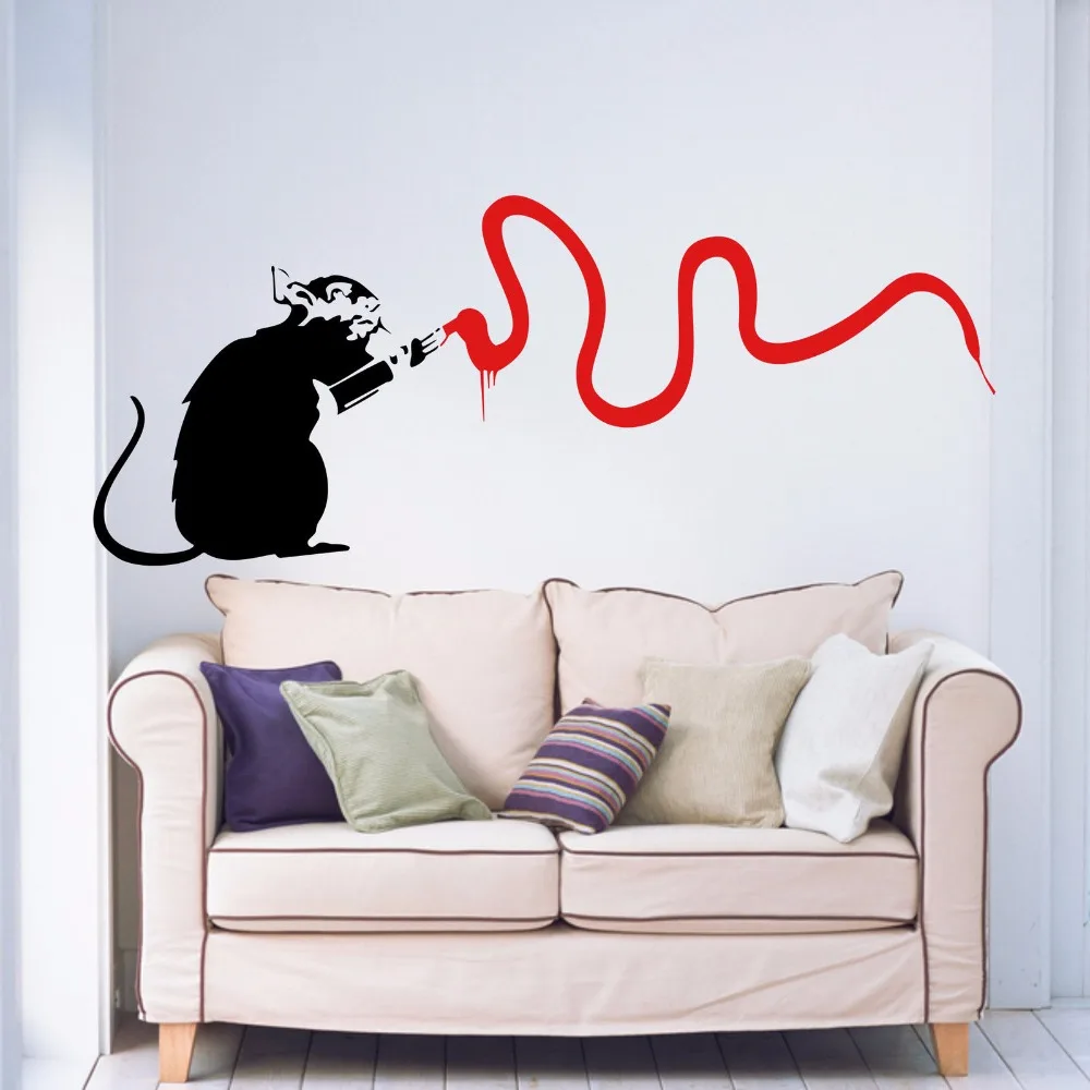Banksy крыса вандаль гостиная спальня прихожая КУХНЯ Домашнее окно переводная наклейка Съемная виниловая художественная Настенная Наклейка автоколлант Фреска B083