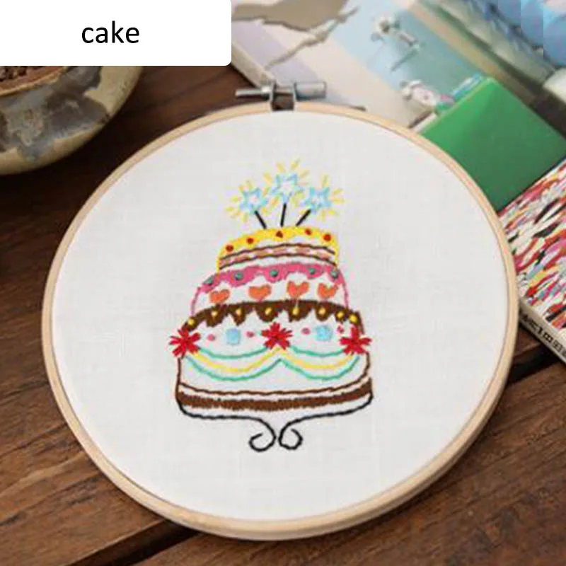 cake Декоративная рама для дома 1 комплект Портативные начинающие настенные картины вышивка DIY комплект ручная работа вышивка крестиком Novice делая поставки - Цвет: cake