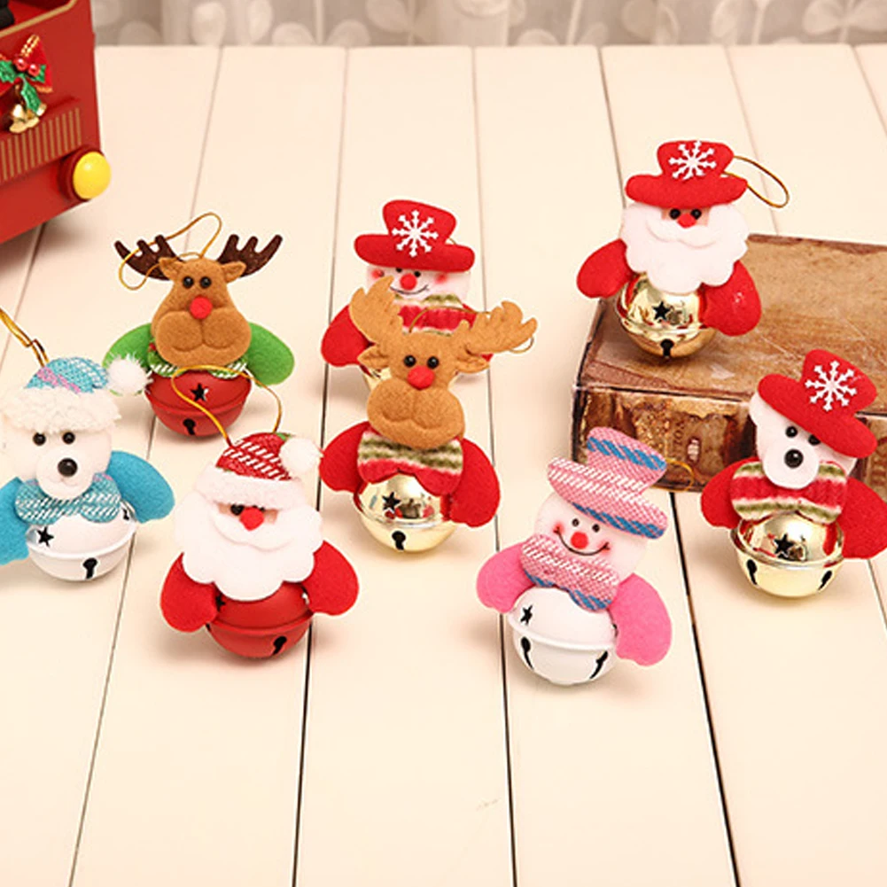 2 шт рождественские звенящие колокольчики кукла кулон золотой колокольчик