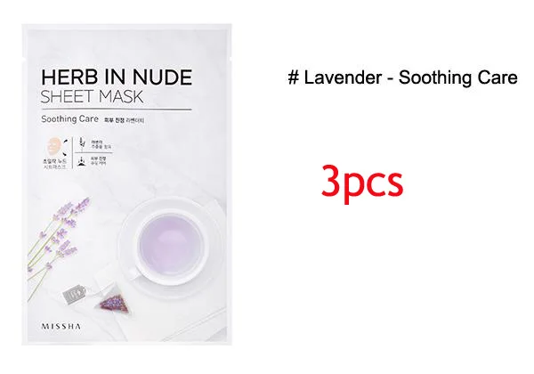 MISSHA Herb In Nude Sheet Mask 3 шт. Корейская маска для лица Уход за кожей маска для лица увлажняющая сужающая поры лечение от прыщей, отбеливание - Цвет: Lavender   3pcs