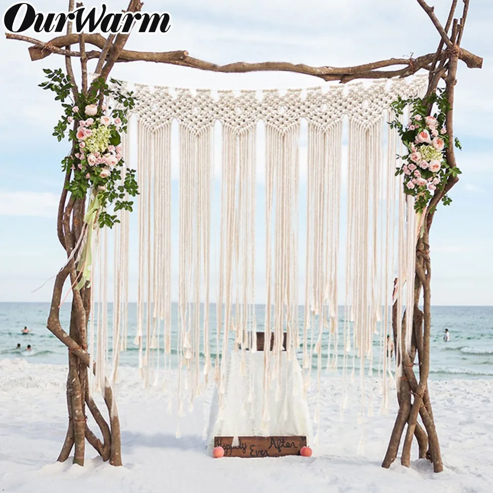 

OurWarm Fringe Wall Hanging Bohemian Wedding Hanger Cotton Handmade Wall Artist Living Wall Decoration Home Decoration