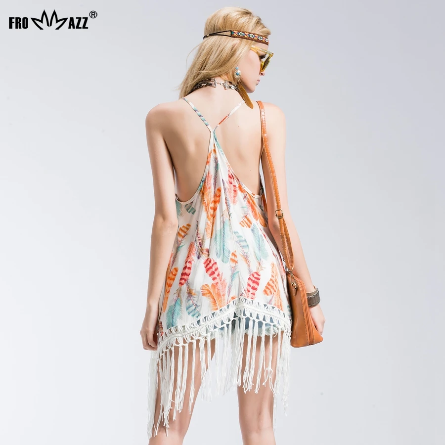 FROMMAZZ 2018 Summer New Women Lady Fashion Causal Sexy Chiffon Tassel Print Vest T Shirt Tops Tank Clubwear FS16030 | Женская одежда