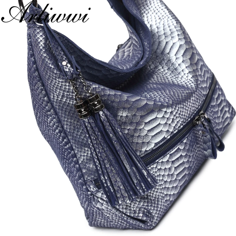 

Bag women's suede Handbag Silver Serpentine Pattern Embossed Genuine Leather Shoulder Bags Fashion GL12