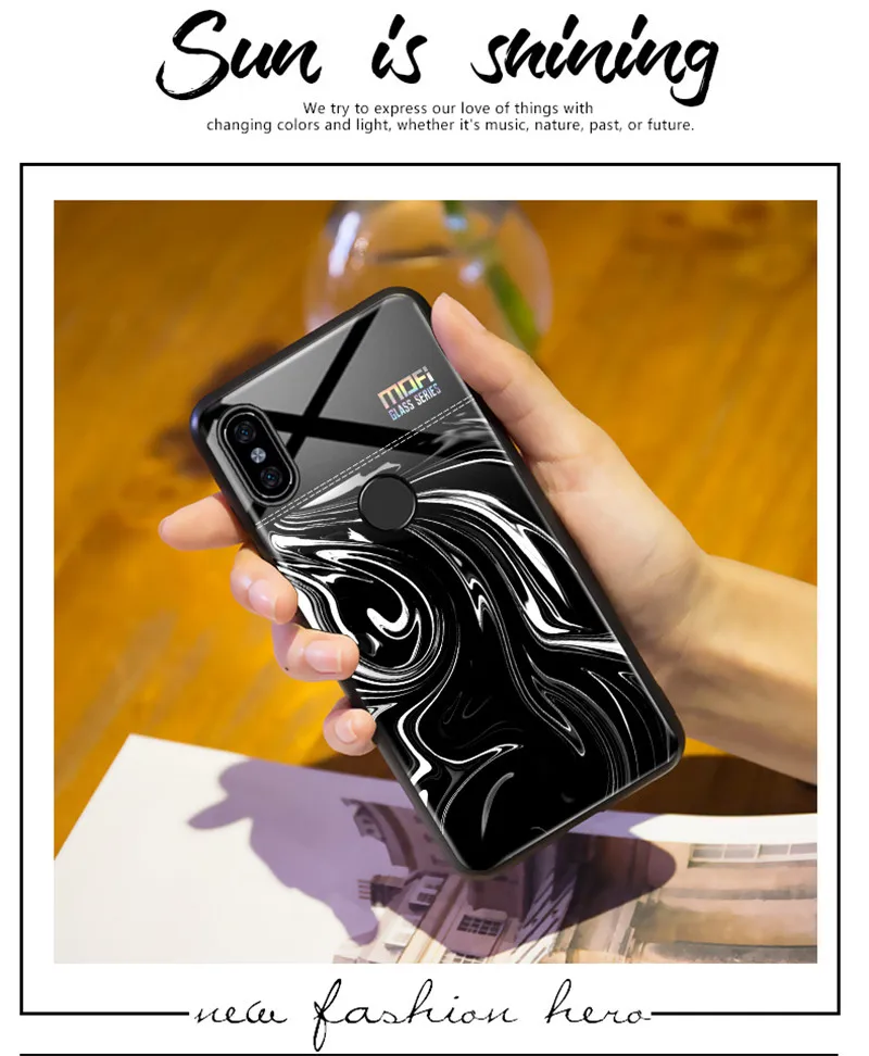 Чехол для redmi note 5, чехол для Xiaomi redmi note 5, чехол, Mofi, закаленное стекло, чехол для redmi note 5, чехол с мраморной текстурой, черный, белый цвет