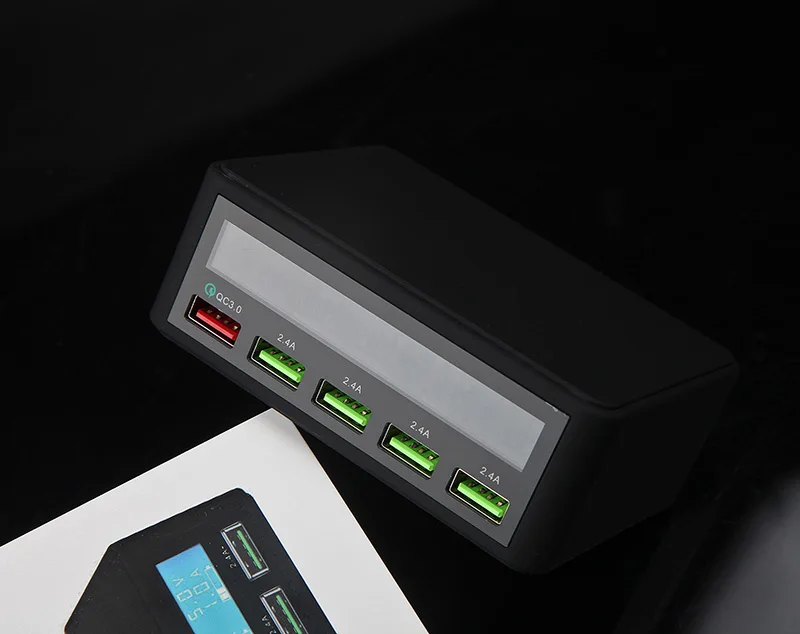 Мульти USB зарядное устройство 50 Вт 5 портов быстрое с QC 3 0 Быстрая зарядка LCD умная