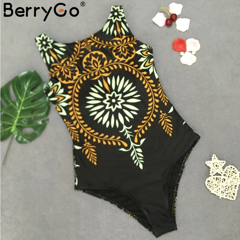 Женский слитный купальник BerryGo пикантный растягивающийся в стиле ретро