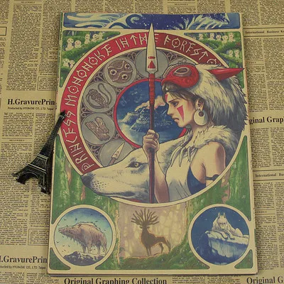 Винтаж Бумага плакат на стену в стиле ретро коллекция хайяо Миядзаки персонажей