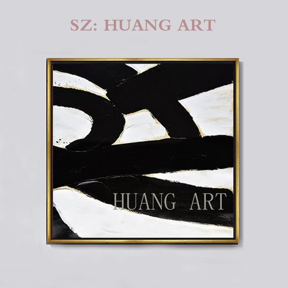 

Hand painted abstract oil painting black and white original the bedroom of children room decorate club hall knife thick canvas