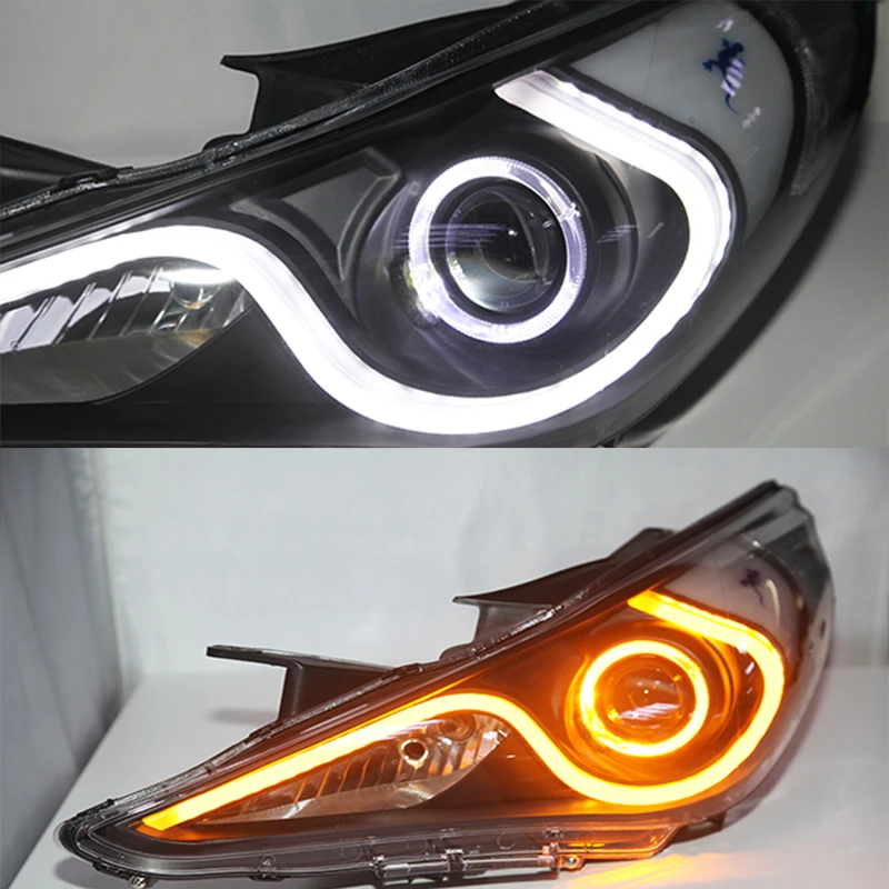 For Sonata I45 LED Strip Head Lamp For HYUNDAI 2009 2010 2011 2012 2013 Year Double Color With Daytime Running Lights