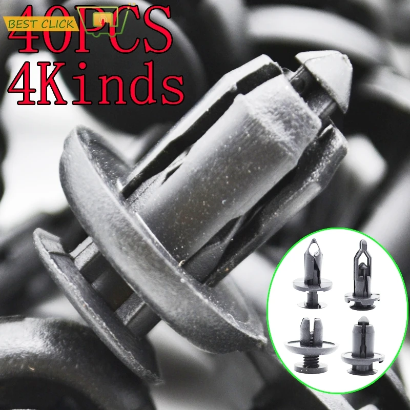 

40pcs Set Car Body Bumper Rivet Retainer Trim Molding Push Pin Clip Assortments Fit For Hyundai Kia Nissan Renault