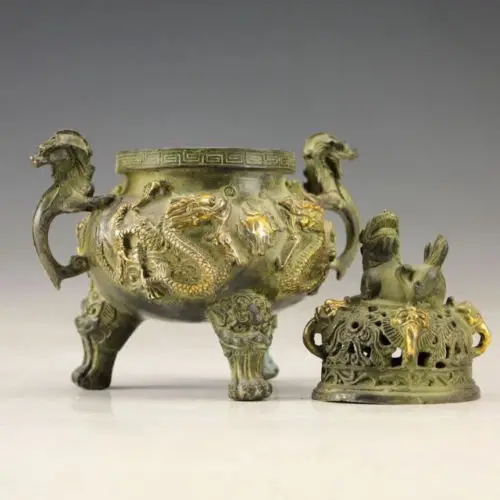 Коллекционная китайская старинная бронзовая горелка для благовоний