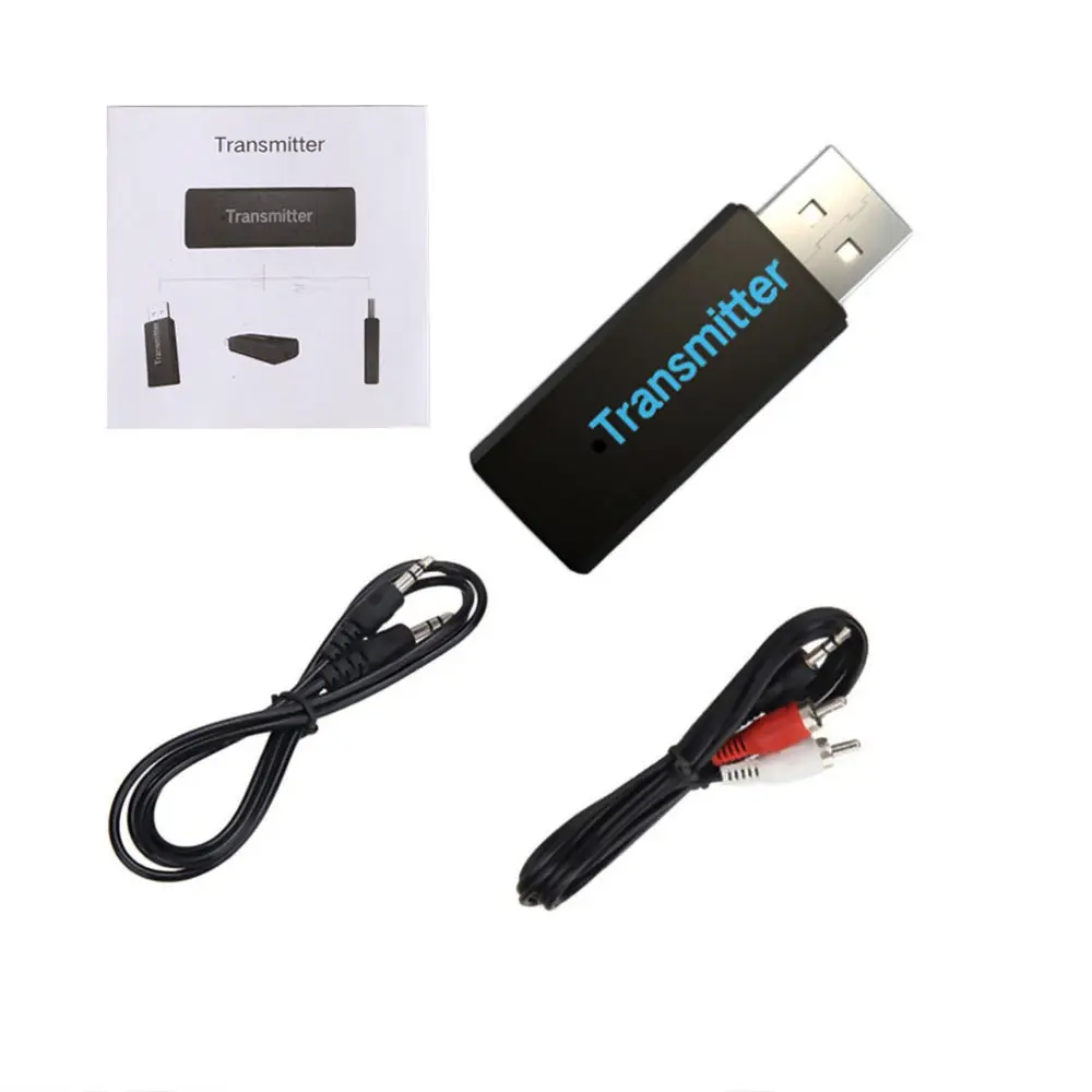 Black Bluetooth передатчик ТВ аудио стерео музыка USB беспроводной адаптер для Bluetooth наушников ПК 3,5 мм AUX Bluetooth адаптер Отправитель - Цвет: Black