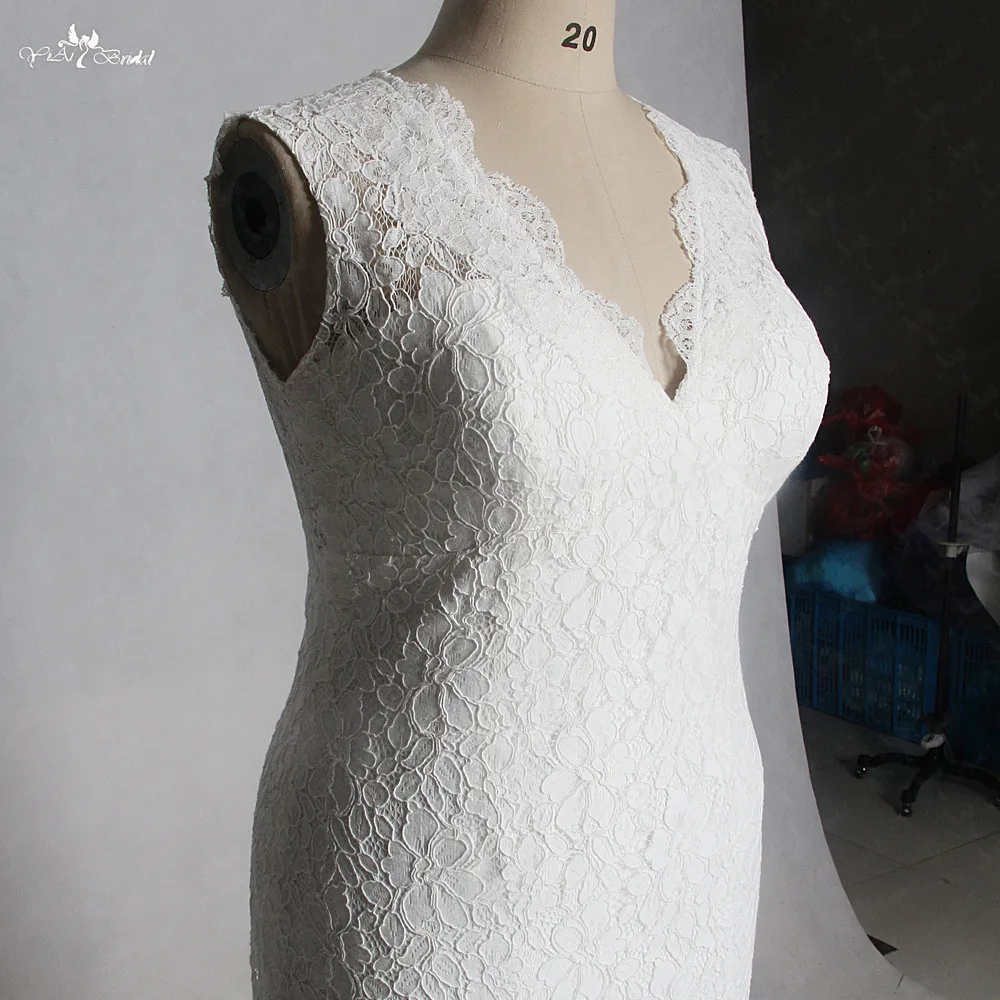 RSW1347 реальные фотографии Yiaibridal без рукавов с V-образным вырезом Свадебное платье