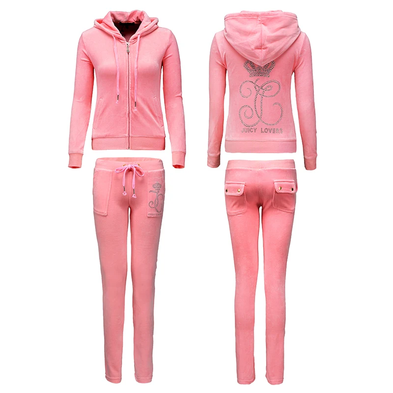 Женские спортивные костюмы Juicy Lovers фиолетовые синие бархатные повседневные на