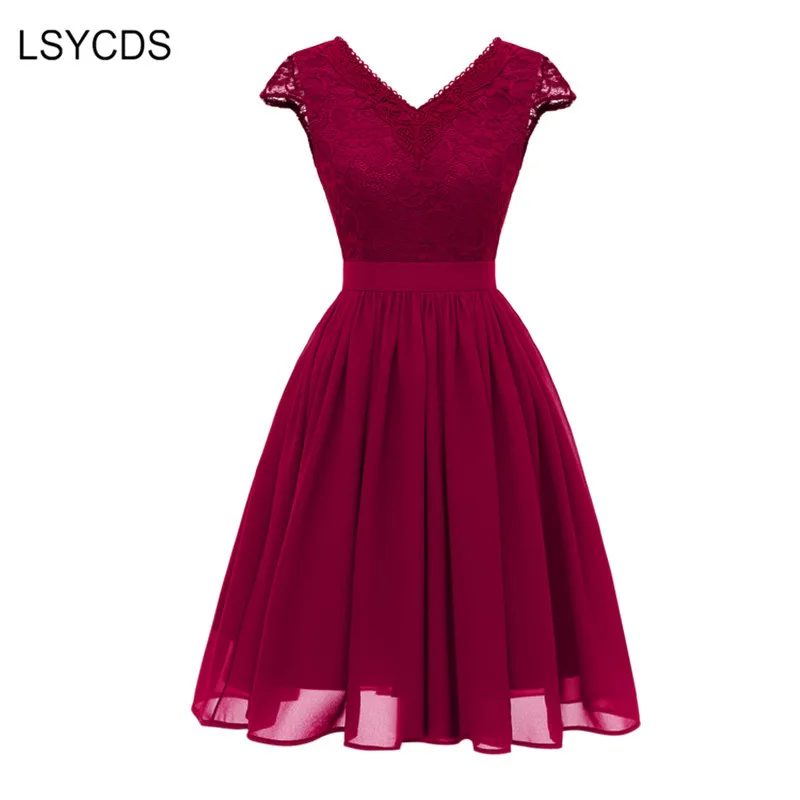 LSYCDS роскошное Ретро женское платье 50s 60s с v-образным вырезом и коротким рукавом