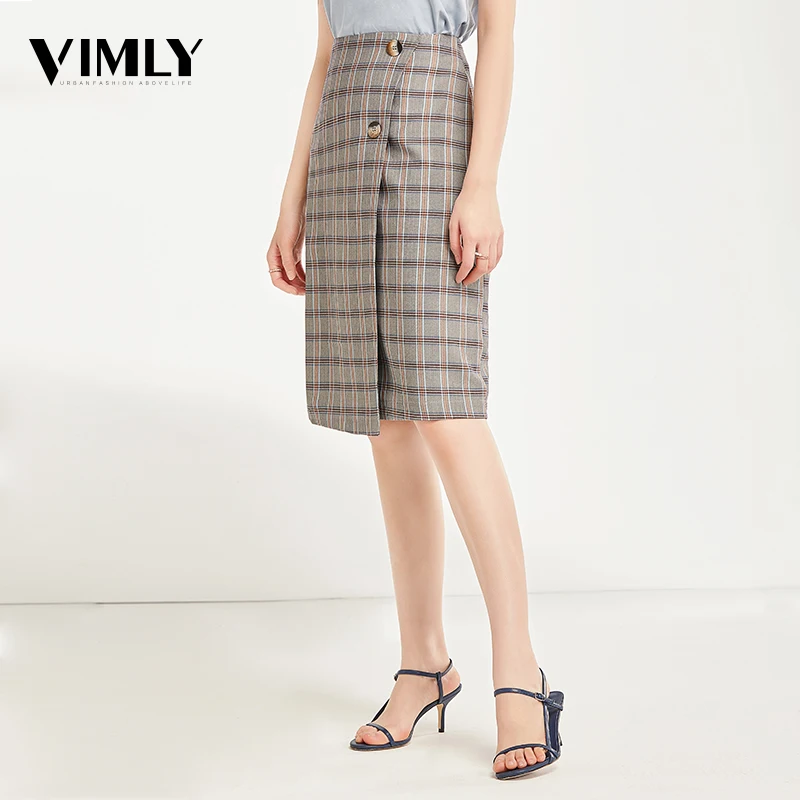 Vimly винтажные клетчатые юбки женские 2019 летние английские стильные