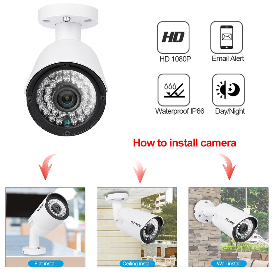 Techege 8CH 1080P 48V POE NVR комплект с 10,1 ''ЖК-монитором 2MP 3000TVL PoE ip-камера Открытый ночного видения комплект видеонаблюдения