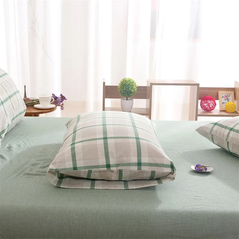 Домашний текстиль 4 Шт. 100% хлопка Постельных Принадлежностей Зеленый решетка