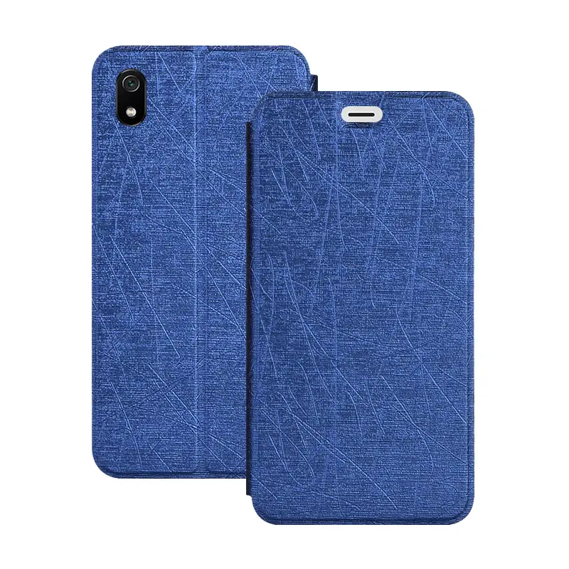 Синий Чехол-книжка для Xiaomi redmi 7, кожаный чехол-подставка для redmi 7A, 8A, чехол для телефона, силиконовая задняя крышка для Xiaomi redmi Note 7, 8 pro, чехол - Цвет: Синий