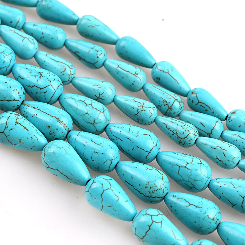 Искусственный камень Небесно-Голубой Бирюзовый Howlite точка-капля россыпью разделитель бисер DIY Браслеты ожерелье ювелирные изделия