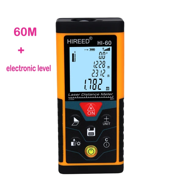 HI-60Q Yellow Лазерный дальномер ATTKOO, 40 м, 80 м, 100 м, дальномер, Лазерная Лента, дальномер, устройство для измерения, линейка с электронным уровнем - Цвет: HI-60Q Yellow