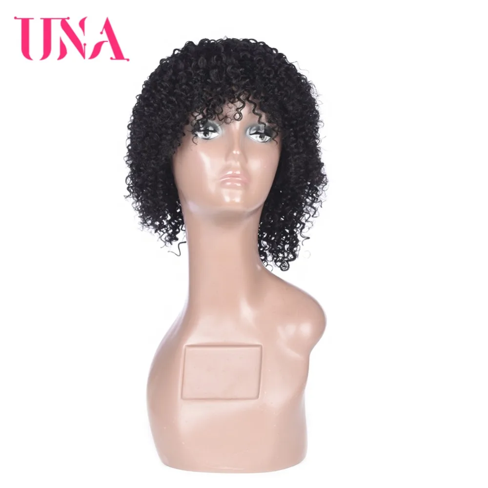 Indian Afro Kinky Curly Wigs Short Wigs For Black Women Indian Human Hair Wigs Machine Made UNA Short Non Remy Human Hair Sale