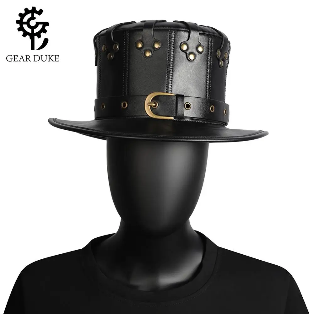 Шляпа унисекс из искусственной кожи с заклепками костюм в стиле стимпанк для