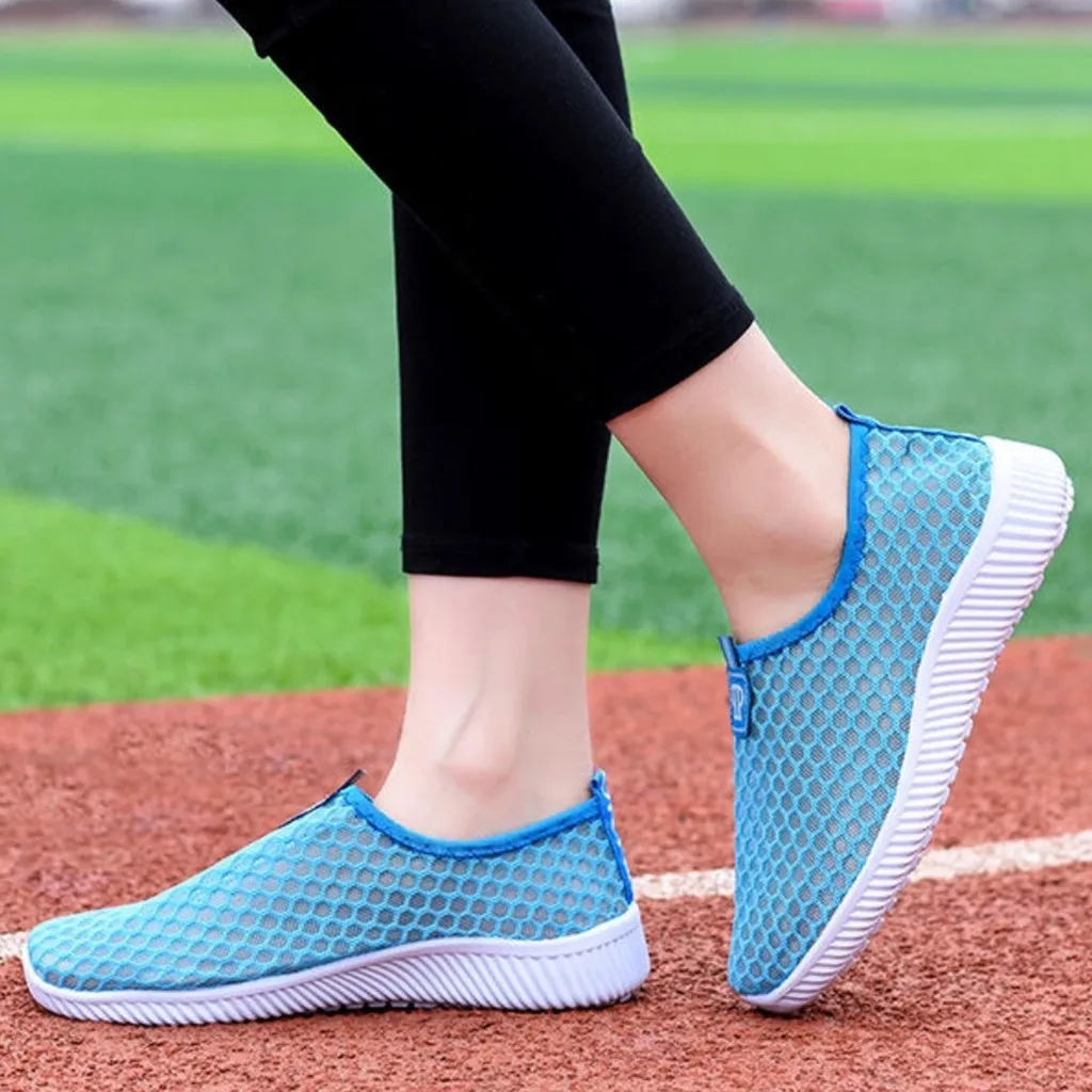 Дышащие легкие лоферы мягкая женская обувь из сетчатого материала на плоской