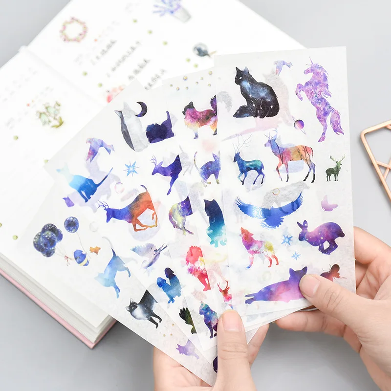 6 листов/упаковка цветочные горшки растения кошки дневник наклейка для