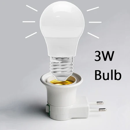 free 3W Bulb Портативный E27 держатель лампы с европейской вилкой светодиодный светильник с гнездом адаптер конвертер с бесплатным подарком E27 светодиодный светильник - Цвет: free 3W Bulb
