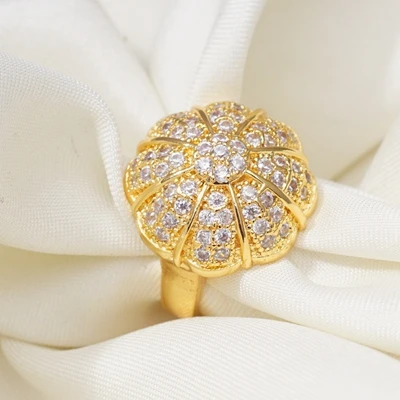 030 Hyperbole Luxury Wedding Unique Gold Plt Rings for Women Middle East Style Cubic Zircon Fashion Dubai Jewelry Dropshipping - Цвет основного камня: 030