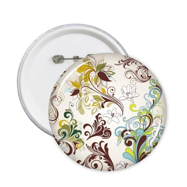 Printing Repeat Cloth Yellow Orange Brown Red Blue Colorful Circular Art Grain Illustration Pattern Round Pin Badge Button 5pcs | Дом и сад