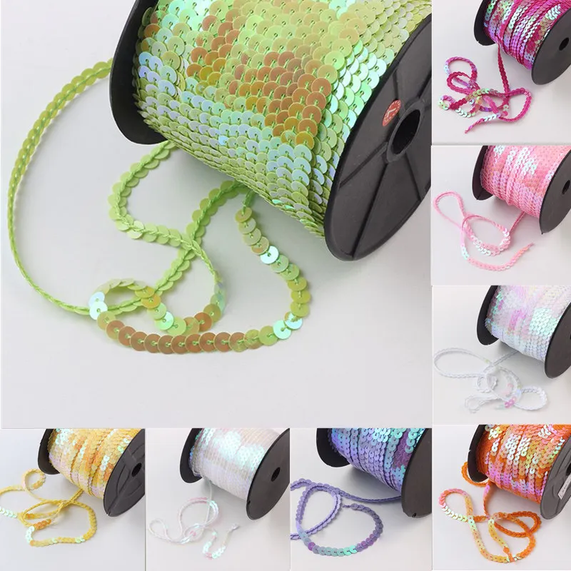 10 ярдов/партия 6 мм блестки рулоны для шитья на обшивке аксессуары одежды плоские