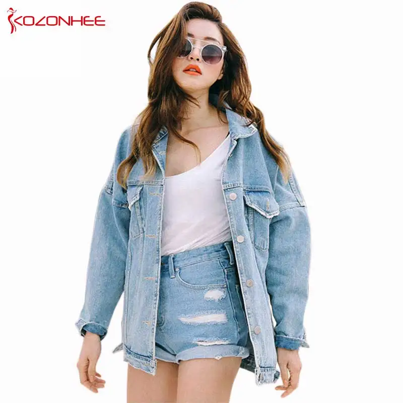 

Plus Size Loose Boyfriend Denim Jacket Women Spring Female Jackets For Girls Long Coat Jacket Women's Spring Big Size