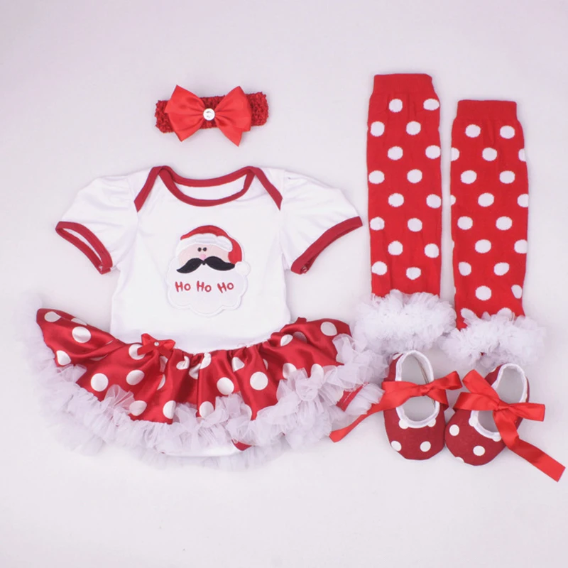 

Baby Girls Christmas Costumes Romper Dress + Headband + Shoes + Leg Warmer Clothing Set Party Clothes Bebe Princess Free Ship