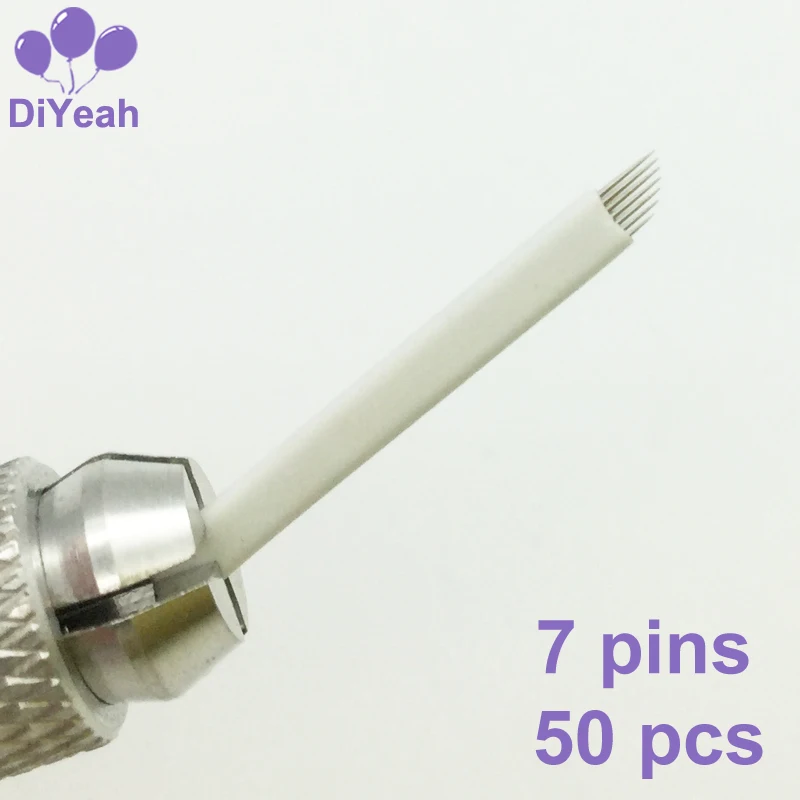 50 шт. 7 Pin иглы для тату Перманентный макияж лезвие вышивки бровей 3D Microblading ручная