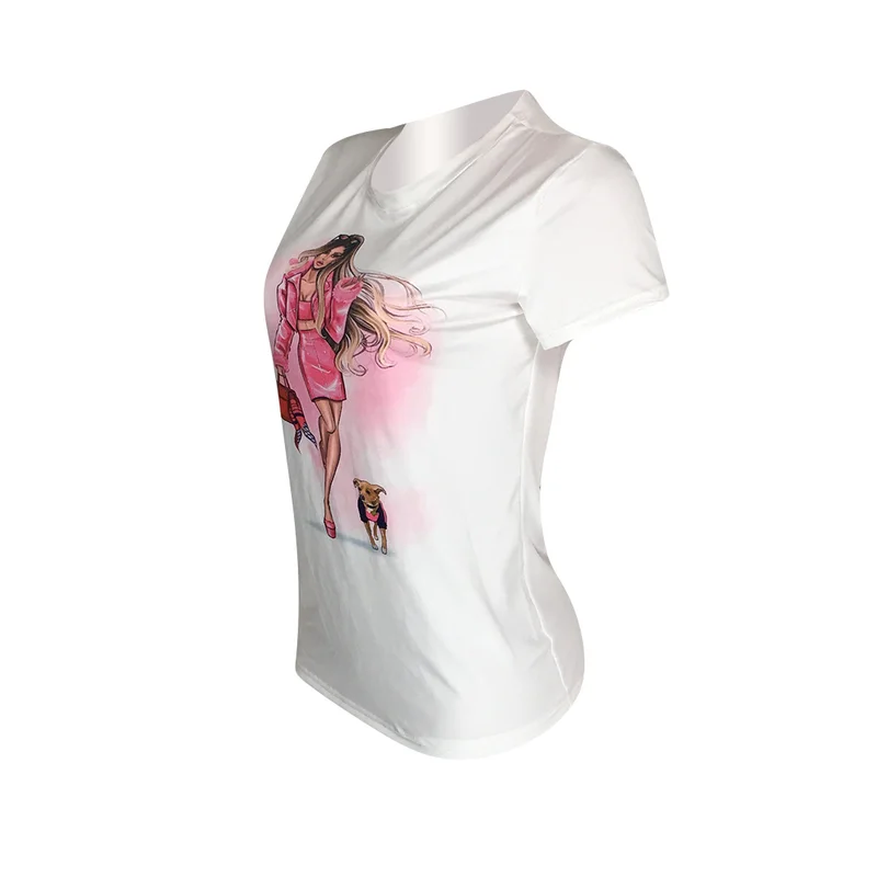 Женская футболка с коротким рукавом и круглым вырезом Повседневная летняя