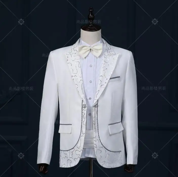 Blazer men formal dress latest coat pant designs suit men costume homme terno paillette marriage wedding suits for men's white