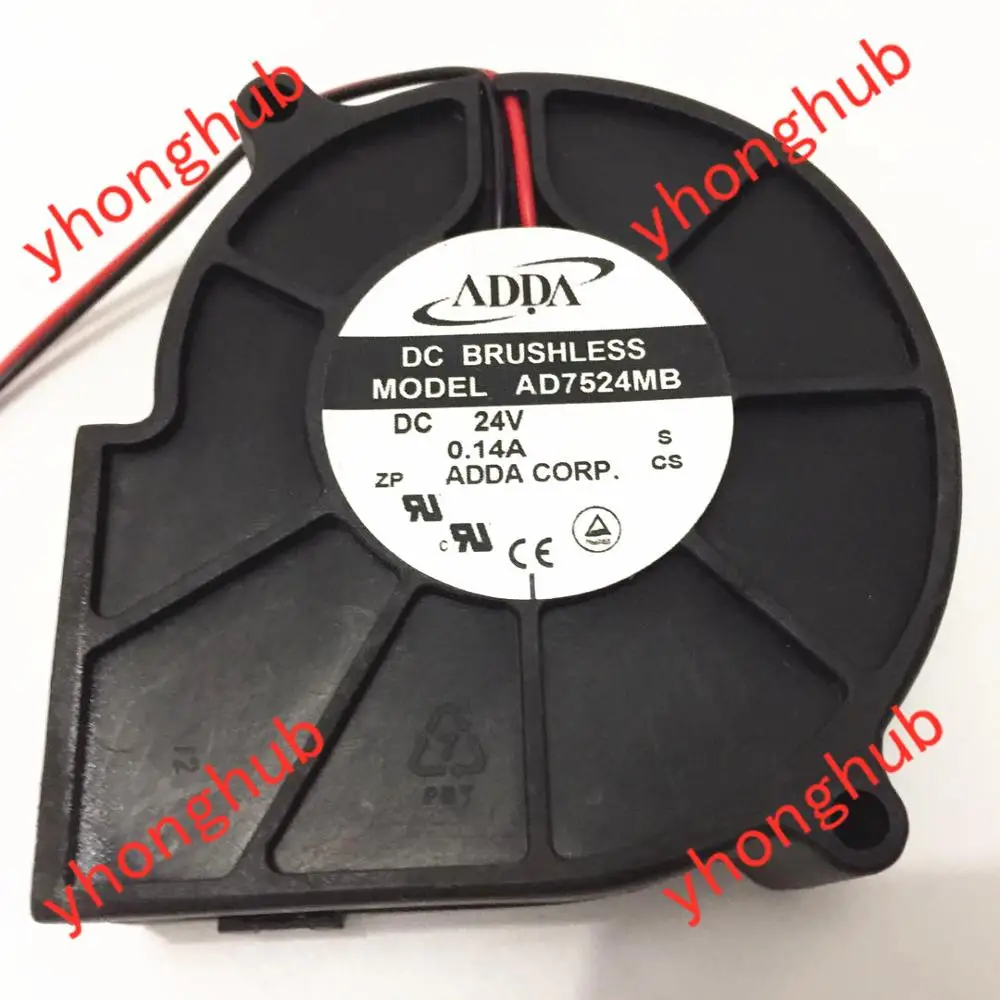 Охлаждающий вентилятор для сервера ADDA AD7524MB DC 24V 0.14A 2 Wire 75x75x30mm|blower fan|server fan24v 80mm fan |
