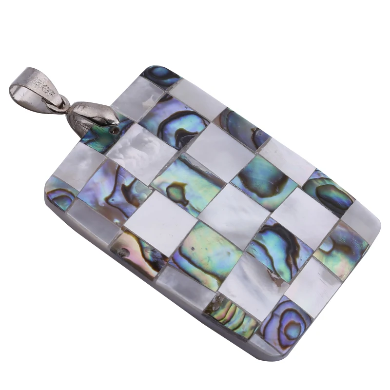1PCS Free shipping Rectangle color paua shell synthetic pendant necklace fashion jewelry gifts | Украшения и аксессуары