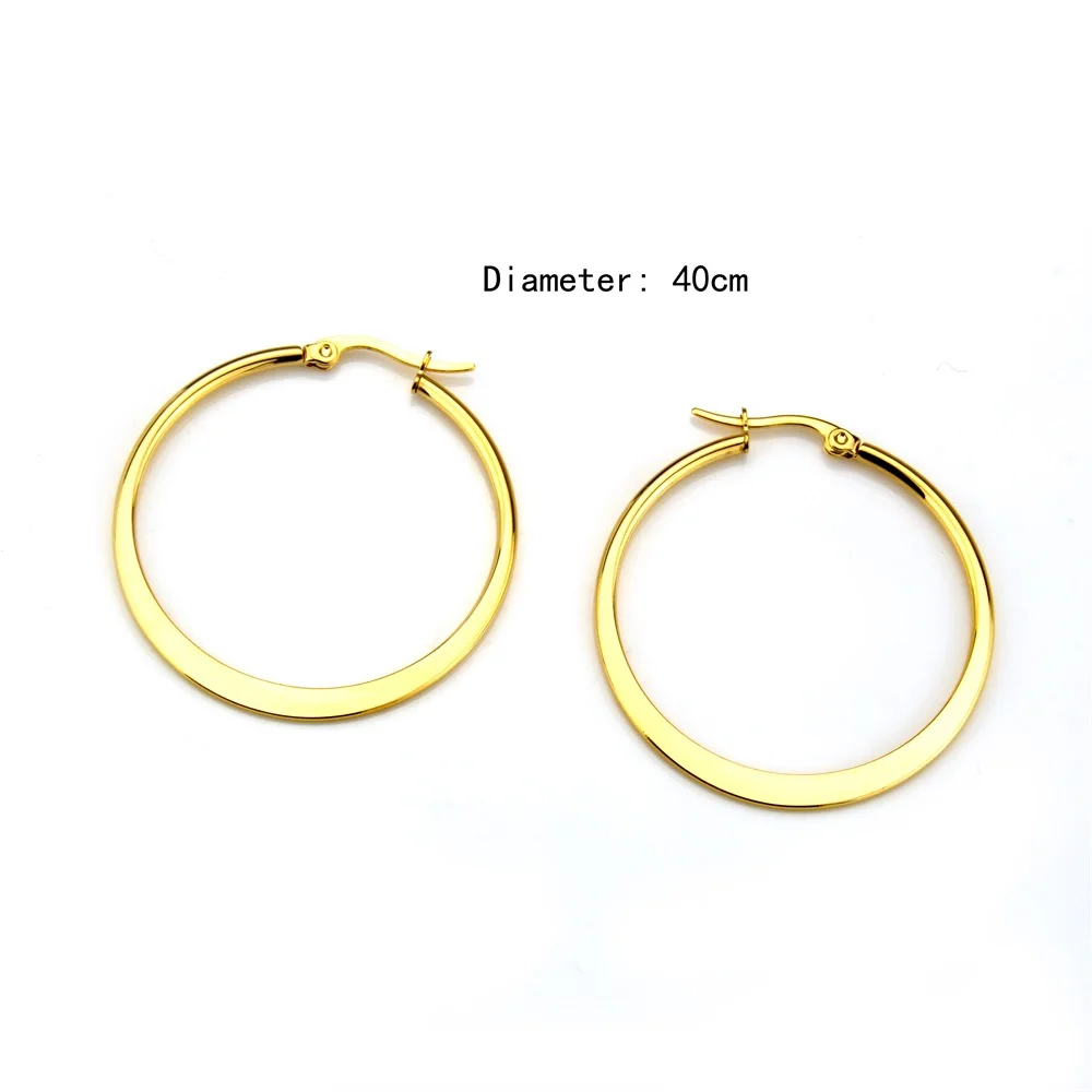 Серьги кольца из нержавеющей стали золотого цвета разные размеры|fashion hoop earrings|hoop
