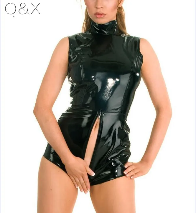 

Костюм женский кожаный XX11, черный, лакированный, для ночного клуба, игр, 2017