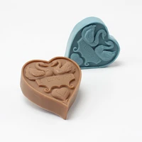 nicole soap silicone mold heart with mandarin duck pattern craft resin clay chocolate candy mould